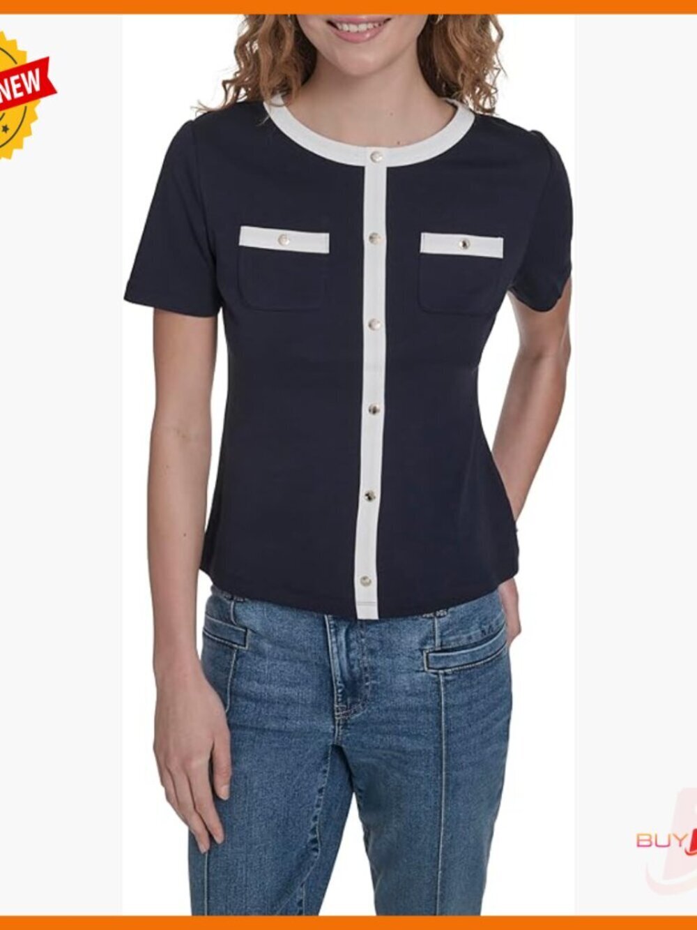 Short Sleeve Cotton Knit Pullover Top Regular Fit Crew Neck